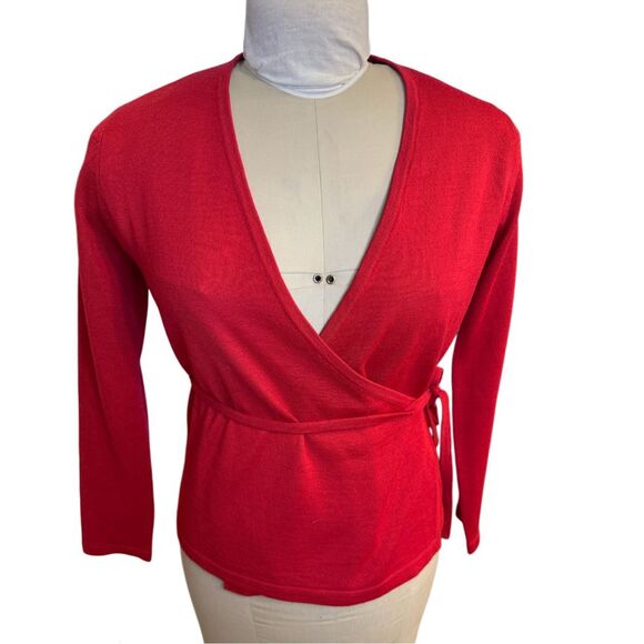 Casual Corner Ballerina Wrap Sweater Red Sz. PS Substantial Holidays - Picture 7 of 10